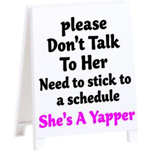 Dont Talk to Her Shes A Yapper Funny Reminder Desk Sign Black Board Style Office Table Decorative Plaque Gag Gift for Coworkers Friends Home Workspace Acrylic Humorous Cubicle Tabletop Desk Decor
