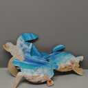 3 Pcs Summer Coastal Wall Decor Beach Wall Art Blue Sea Turtle Surfboard Seahorse Starfish Seashell Conches Crabs Sea Life Decor for Bathroom Bedroom Home (Fresh Turtle Style)