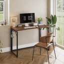 JOYMOOP 31.5" Folding Desk - Brown, No Assembly Small Foldable Desk for Home, Office, Wooden Top Folding Computer Desk for Working, Writing, Studying, 31.5" Width