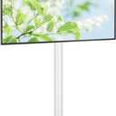 Rfiver Swivel Floor TV Stand with Mount for 28-60 inch TVs up to 88 lbs, Height Adjustable Tall TV Stand with Wood Base, Saving Space Design for Bedroom, Living Room and Corner, White