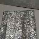 Syhood Women's Sparkly Sequin Crop Tops Strapless Metallic Tube Tops Metal Mesh Drop Dangle Earrings for Wear Party (Medium Regular, Silver)