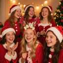 2 x Red Christmas Reindeer Antlers Headband With Bow, Deer Reindeer Antlers Hair Accessories for Women, Christmas Cosplay Costume Party