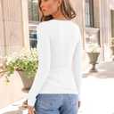 Trendy Queen Womens Long Sleeve Shirts Ribbed Underscrub Tops Boat Neck Basic Tees Fall Fashion Clothes 2025 (White, S)