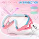 Water Space Kids Swimming Goggles Swim Mask with Nose Cover for Kids Youth 3-15, Anti-Shattered Lens UV Protection No-leak (Pink)