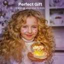 Tulip Night Light Lamp  16 LED Flowers in Glass Dome with Wooden Base, Decorative Desk Lamp, Gift for Women, Batteries and Gift Bag Included