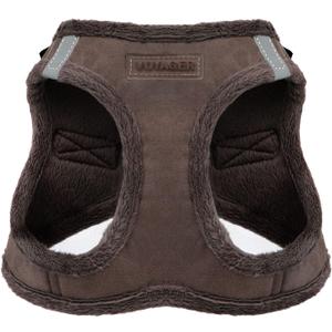 Best Pet Supplies - All Weather Plush, Reflective, No Pull Harness for Small, Medium Dogs, Cats - Secure with Hook & Loop Fastener, Buckle, Double D-Rings - Chocolate Suede, L
