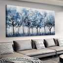 yearainn Abstract Forest Canvas Wall Art - Blue Trees Pictures Navy Botanical Painting Wall Decor Minimalist Modern Printing Artwork for Living Room Bedroom Home Office Decorations 20" x 40"