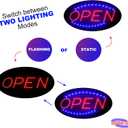 Neon Open Sign for Business: Oval LED Sign with Flashing Mode for Stores - Includes Business Hours and Open & Closed Signs
