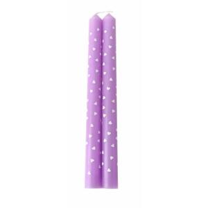 Purple Candles With Hearts 2 Pack