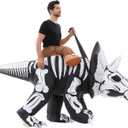 HSCTEK Adult Inflatable Skeleton Dinosaur Costume (Medium, Triceratops)