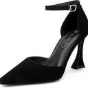 Women's 3.5In heigh Heel Pointed Closed Toe Ankle Strap Pumps Dress Shoes for Women, Size 9.5