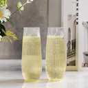 HOMIP 36pcs Clear Plastic Champagne Flutes - 9oz Disposable Champagne Flutes Stemless Toasting Glasses, Ribbed Ripple Design (BPA-Free) for Weddings, Bars & Events - Disposable Party Cups