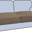 H.VERSAILTEX Stretch 2 Piece T Cushion Sofa Slipcovers Individually Sofa Cushion Covers for 2 Cushion Couch Sofa Seat Cushion Covers with Elastic Bands Featuring Thicker Jacquard Fabric, Macchiato, 31"D x 86"W x 8"H