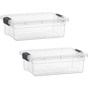 Superio Clear Storage Boxes with Lids, 4.5 Quart Plastic Container Bins for Organizing, Stackable Crates, BPA Free, Non Toxic, Odor Free, Organizers for Home, Office, School, and Dorm, 2 Pack