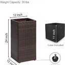 LEWIS&WAYNE Set of 2 Tall Planters for Outdoor Plants Handmade 24'' Wicker Tall Square Planter Box with Removable Liners Modern Planter for Indoor Outdoor Garden Patio Front Porch - Brown, 12 inches x 12 inches x 24 inches