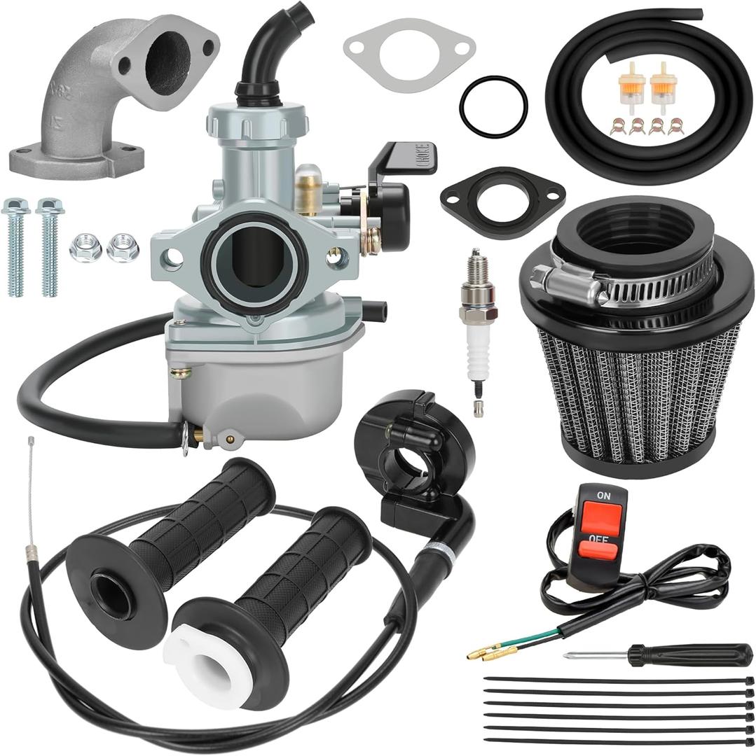 YOXUFA 22mm PZ22 Carburetor Carb with 7/8 Twist Throttle Cable Grip for 125cc 110cc Apollo RFZ Coolster SSR TaoTao CRF50 Xpro Pit Dirt Bike ATV Quad 4 Stroke Chinese Parts (Black)