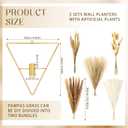 Peryiter 2 Pcs Gold Wall Decor Boho Pampas Hanging Planters with Artificial Pampas Wall Mounted Metal Modern Home Decor Display Art Bedroom Bathroom Living Room(Triangle)