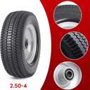 8" Solid Tires, 2.5-4 Flat Free Tires and Wheels with 5/8 Axle Bore Hole and Double Sealed Bearings Compatible with Hand Truck Wheelbarrow Tire Lawn Mower Tire (Silver, 2PCS) P-123