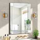 20" x 28" Decorative Wall Mirror, Large Silver Rectangle Bathroom Mirror