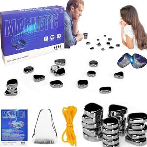 TJYAEKLTD Magnetic Chess Game, Multiplayer Strategy Game with Stones, Party Travel Desktop Magnetic Game for Children and Adults, Puzzle Strategy Games, Pack of 2