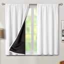 BGment White Blackout Curtains for Bedroom 54 Inch Length, Rod Pocket 100% Blackout Curtains with Thermal Liner Room Darkening Curtains for Living Room, Each Window Curtains 2 Panels, 42 x 54 Inch