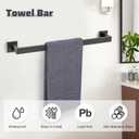 Matte Black Towel Bar Set 5-Piece Bathroom Hardware Accessories Set,23.6 Inch Modern Towel Holder Set SUS304 Stainless Steel Towel Rack Set for Bathroom,Wall-Mounted
