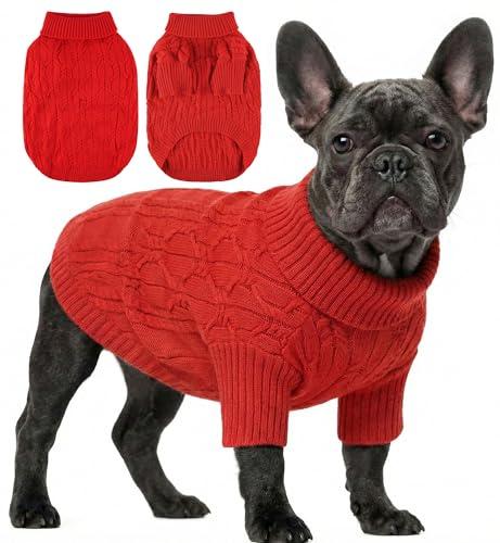 Baobicute Small Dog Sweater Clothes Pullover Knitted Dog Coat Sweaters for Dogs Cats Girl Boy Thick Warm Puppy Clothes for Chihuahua Yorkie Bulldog Christmas Cold Weather Pet Outfits XL