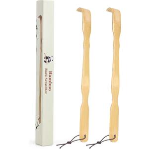 YIMICOO 2 Pack Wooden Bamboo Back Scratcher, 17 Inch Long Handle Back Scratchers for Adults Men Women, with Beautiful Gift Packaging