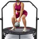 40" /48" Rebounder for Adults,Mini Rebounder Foldable Fitness Rebounder with Adjustable Foam Handle,for Indoor/Outdoor Exercise Workout,Max Load 450LBS/600LBS