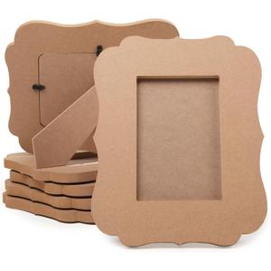 Juvale 6-Pack Unfinished Wood Picture Frames, Holds 4x6 Inch Photos, Wooden Photo Frame for DIY Crafts, Classroom Art Projects, Desk, Home, Office Decor (7.5x9x6.4 In)
