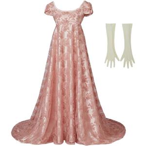 VEECOOCOS Edwina Sharma Costume Dress Women's Regency Dress Victorian Tea Gown Dress (Medium)