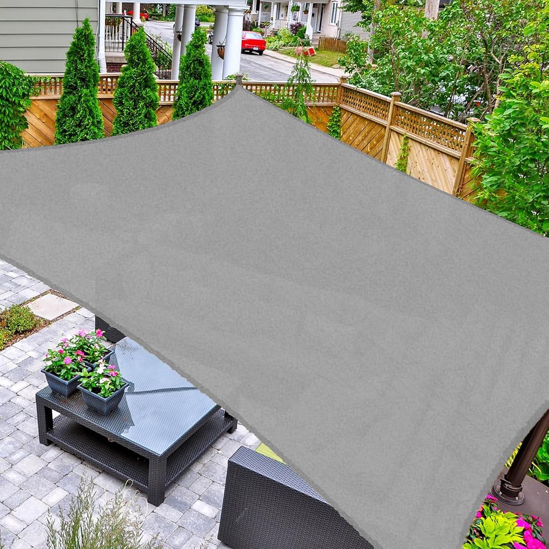 AsterOutdoor Sun Shade Sail Rectangle 6' x 10' UV Block Canopy for Patio Backyard Lawn Garden Outdoor Activities, Gray