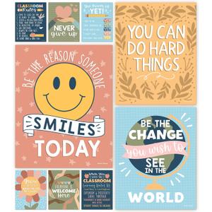 Hadley Designs Motivational Poster for Classroom Decor - 9 Growth Mindset Classroom Posters Elementary, Inspirational Wall Decor Middle School, Teacher Must Haves, Retro Bulletin Board Decorations