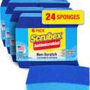 Non-Scratch Odor Resistant Scrub Sponge, Multi-Purpose Sponge for Kitchen and Household, Safe for Non-Stick Cookware (24 sponges)