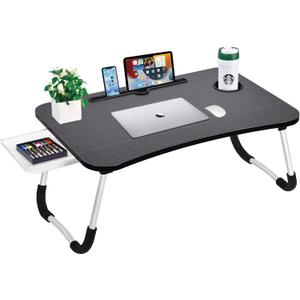 Laptop Bed Desk Table Tray Stand with Cup Holder/Drawer for Bed/Sofa/Couch/Study/Reading/Writing On Low Sitting Floor Large Portable Foldable Lap Desk Bed Trays for Eating and laptops(blackwalnut)