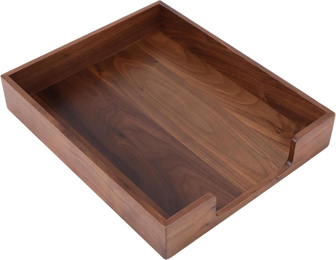Bamber Wood Letter Tray Wooden Desk Organizer Paper Document File Tray for Office Supplies Collection Folders Notebooks, Black Walnut