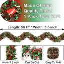 50 Feet Christmas Tinsel Garland Metallic Tinsel Garland Christmas Tree Decorations for Christmas Party Supplies Indoor and Outdoor Decor (Red and Green)