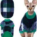 Sphynx Cat Sweater, Soft Fleece Pullover with Sleeves, Warm & Elastic Pet Clothes for Hairless Cats and Small Kittens, Cozy Winter Outfit Green L