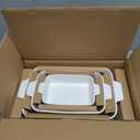Sweejar Ceramic Baking Dish Set, Cake Baking Dish for Brownie, Porcelain Striped Casserole Dishes for Oven with Handle for Lasagna, Family Dinner (White) Set of 3