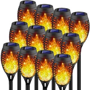 Kurifier 12Pack Flickering Flame Solar Torch Lights for Garden Decor, Waterproof Solar Lights Outdoor Decorative, Garden Outdoor Decorations for Yard Porch Lawn Patio Outside Decor-Luces Solares