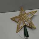 JOIEDOMI 9 inch Lighted PVC Star Christmas Tree Topper, Golden Glitter Swirl Treetop Decorations with 10 Warm White LED, Battery Powered for Home Holiday Xmas Party Indoor Decor