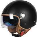 Open Face Motorcycle Helmets, DOT Approved 3/4 Moped Helmet Dual Visor Quick Release Buckle, Motorcycle Helmets for Adults, Vintage Helmets for Moped Scooter