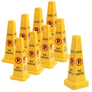 10 Pack No Parking Cones 26 Inch Four Sided Safety Traffic Signs Yellow