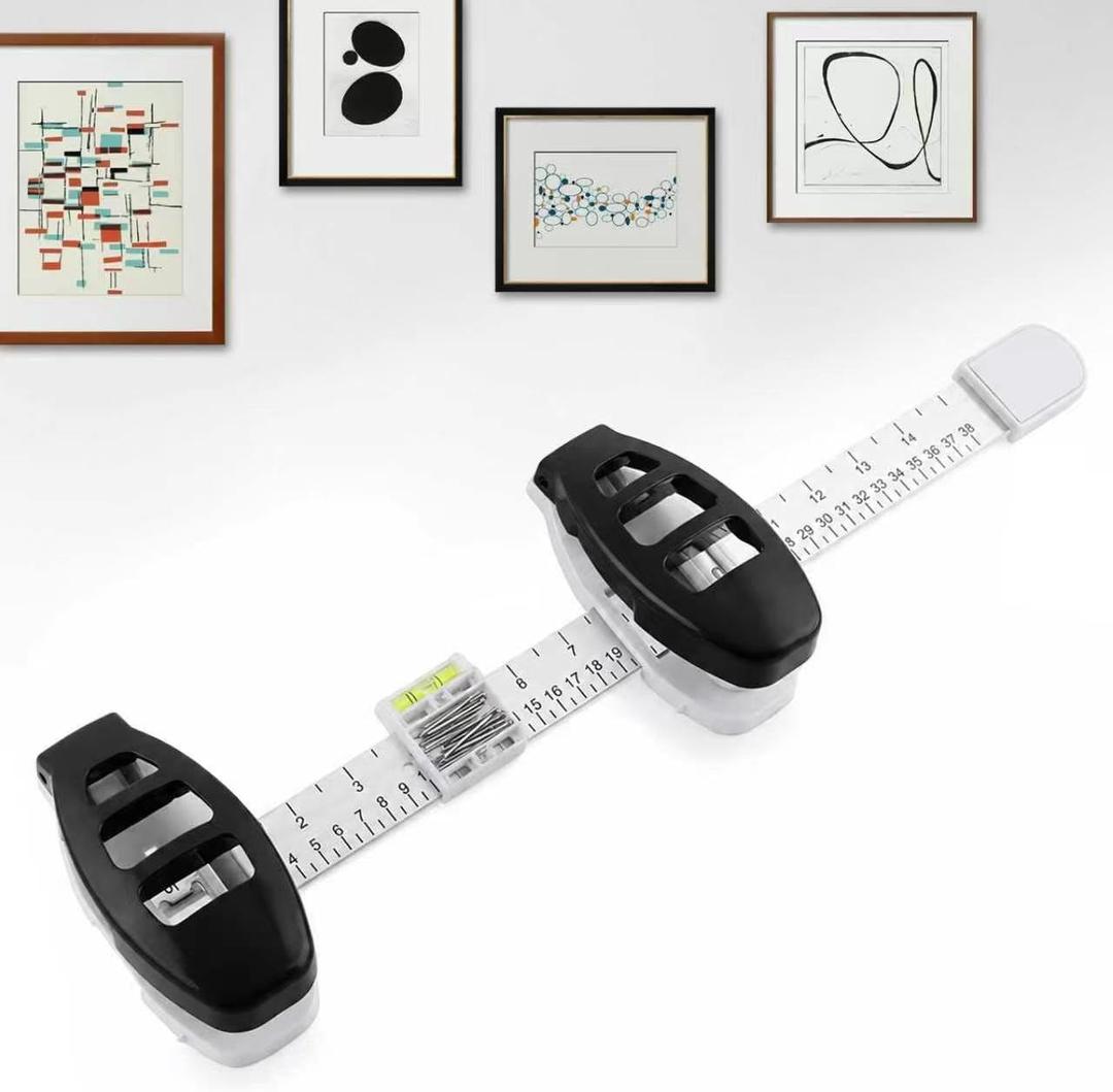 3‑in‑1 Picture Hanging Kit, Level & Hardware, No‑Hammer Push Nail Wall Mount Level Ruler Tool for Frames, Mirrors & Home Decor
