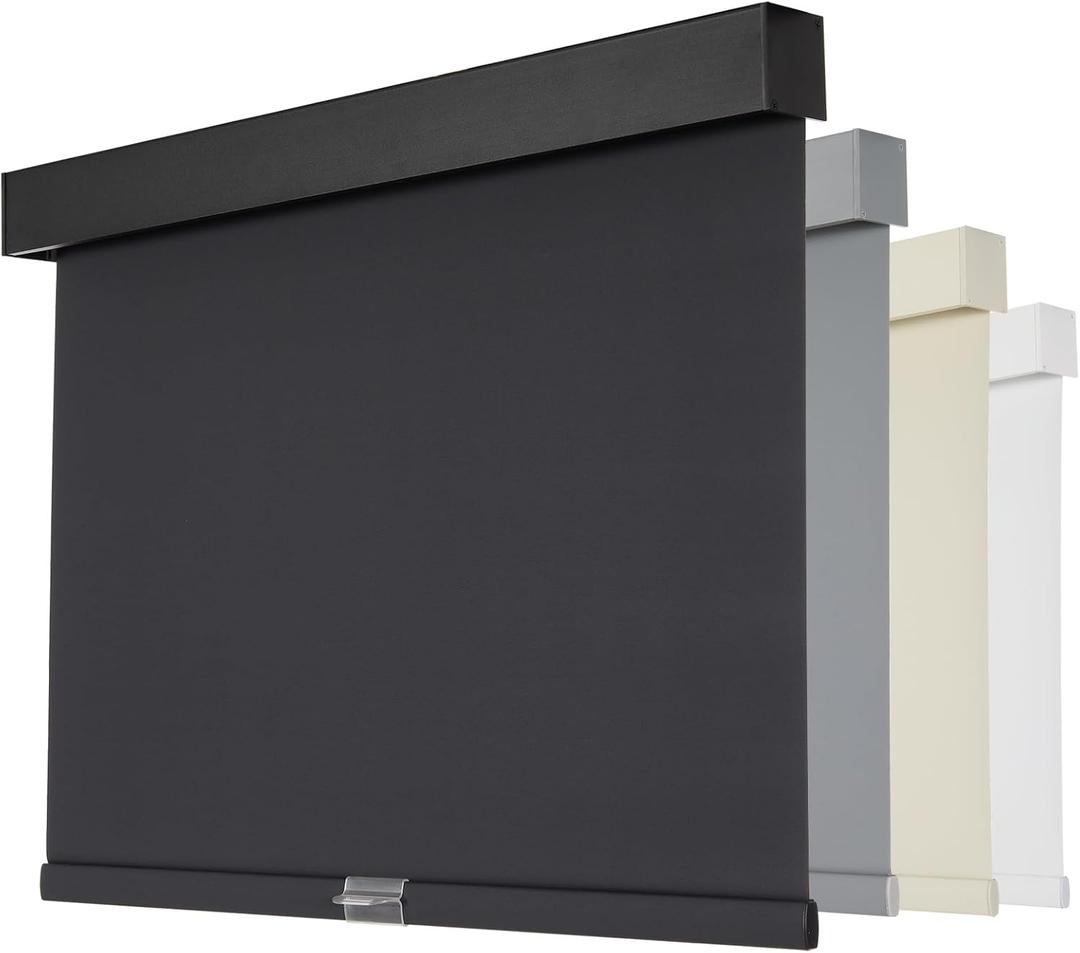 Persilux Cordless Blackout Roller Shades with Valance, Thermal Insulated Fabric Window Blinds, UV Protection Shades for Home and Bedroom (Black, 23" W x 72" H)