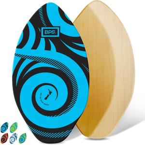 BPS New Zealand Koru Skimboard with Colored EVA Grip Pad and High Gloss Clear Coat Wooden Skim Boards for Kids and Adults | Choose from 3 Sizes and Traction Pad Color (30 Inch)