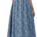BerryGo Womens Summer Wedding Guest Dresses Casual Sleeveless Square Neck Boho Flowy Formal Vacation Beach Maxi Sundress (Blue, M)