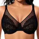 ProKloud Minimizer Bras for Women Full Coverage Supportive Plus Size Unlined Lace Underwire Bra, 38DD