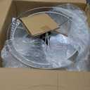 17" Semi Flush Mount Ceiling Light Fixture, Modern 3-Light E26 Double Drum Ceiling Lighting with White Fabric Lampshade and Gloden Iron Mesh Cage for Living Room Bedroom, Brushed Nickel