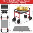 NIUXX Heavy Duty Mechanic Stool: 5" Wheels Roll Smoothly - Holds 400 Lbs
